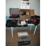 A SELECTION OF BOXED POWER HAND TOOLS TO INCLUDE CORDLESS SAW, A TILE CUTTER, AN AGRICULTURE SAW,