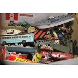 A BOX OF DIECAST VEHICLES TO INCLUDE DINKY, CORGI ETC