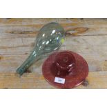 A STUDIO GLASS POSY BOWL TOGETHER WITH A HAND BLOW GLASS BOTTLE