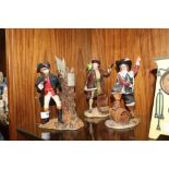 THREE ROYAL DOULTON FIGURES OF DICK TURPIN LONG JOHN SILVER AND A MUSKETEER