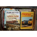 THREE LARGE TRAYS OF HARDBACK BOOKS ON STEAM, TRAINS AND RAILWAY