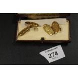 A CASED PAIR OF HALLMARKED 9CT GOLD CUFFLINKS - APPROX WEIGHT 6.6 G