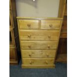 A MODERN OAK SIX DRAWER CHEST W-77 CM