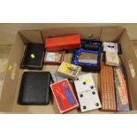 A COLLECTION OF PLAYING CARDS, DOMINOES ETC