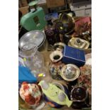 A COLLECTION OF ASSORTED METALWARE ETC TO INCLUDE VINTAGE SCALES, CLOISONNE VASE A/F ETC