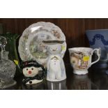 A COLLECTION OF ROYAL DOULTON CERAMICS TO INCLUDE A SNOWMAN CHARACTER JUG D6972 THE SNOWMAN EGG