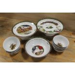 A SELECTION OF PORTMEIRION 'A CHRISTMAS STORY' CERAMICS COMPRISING A TWO TIER CAKE STAND, SERVING