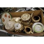 A TRAY OF ANTIQUE AND OTHER CERAMICS TO INCLUDE TEAPOT & STAND, METHODIST PLATE ETC