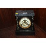 AN ANSONIA SLATE AND MARBLE MANTEL CLOCK