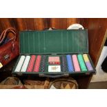 A CASED VINTAGE POKER SET