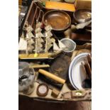 TWO TRAYS OF ASSORTED COLLECTABLES TO INCLUDE TREEN MODEL SAILING SHIP ETC