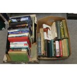 TWO TRAYS OF BOOKS TO INCLUDE EQUESTRIAN EXAMPLES ETC