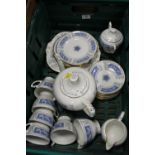 A TRAY OF COALPORT BLUE AND WHITE TEAWARE