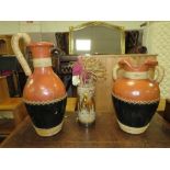 TWO LARGE EARTHENWARE POTS, JUG H-83.5 CM TOGETHER WITH A WEST GERMAN VASE (3)