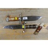 TWO FRANKLIN MINT COLLECTABLE REPLICA DAGGERS TOGETHER WITH A FRANKLIN MINT FOLDING KNIFE WITH EAGLE