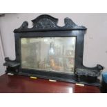 AN EDWARDIAN EBONISED OVER MANTLE MIRROR W-137 CM