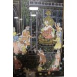 TWO FRAMED AND GLAZED INDIAN MIXED MEDIA STUDIES DEPICTING TRADITIONAL FIGURES