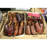 TWO TRAYS OF GENTS VINTAGE BROGUE STYLE SHOES ETC TO INCLUDE BARKER, LOTUS, BALLY, JOHN PLANT ETC