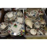 TWO TRAYS OF ROYAL CAULDON TEA AND DINNERWARE