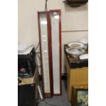 TWO GLAZED NARROW DISPLAY CABINETS APPROX L 142 CM