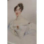 A FRAMED AND GLAZED WATERCOLOUR STUDY OF A LADY SIGNED INDISTINCTLY ABOVE SHOULDER