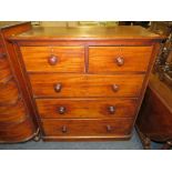 A VICTORIAN MAHOGANY FIVE DRAWER CHEST W-110 CM