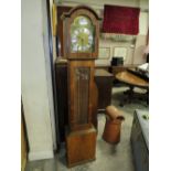 A WESTMINSTER CHIME GRANDMOTHER CLOCK, weights and pendulum, H 176 cm
