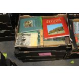 FOUR LARGE TRAYS OF HARDBACK BOOKS ON COUNTRY SPORTS INCLUDING HUNTING SHOOTING AND FISHING