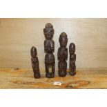 FOUR WEST AFRICAN NIGERIAN TRIBAL ART IBIBIO TRIBAL FIGURES