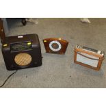 TWO VINTAGE BUSH RADIOS TOGETHER WITH A VINTAGE DECO MANTLE CLOCK