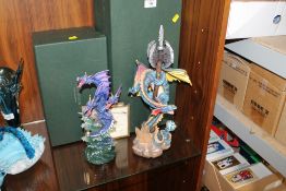 TWO ZEON LIMITED EDITION MYTHICAL BEASTS / DRAGON FIGURES WITH BOXES AND CERTIFICATES - 'PANGIDOR'