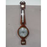 A GEORGIAN MAHOGANY ANEROID BAROMETER BY L. SIMON - SOUTH SHIELDS, H 100 cm