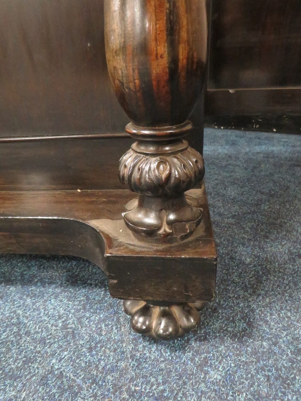 A 19TH CENTURY COLONIAL EBONY DAVENPORT DESK IN THE MANNER OF GILLOWS, the slope with brass gallery - Image 5 of 5