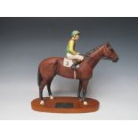 A BESWICK HORSE AND JOCKEY FIGURE OF LESTER PIGGOTT ON NIJINSKY, matt finish, raised on an oval