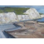 W.S.C. (XX). English school impressionist coastal scene with white cliffs, signed with initials