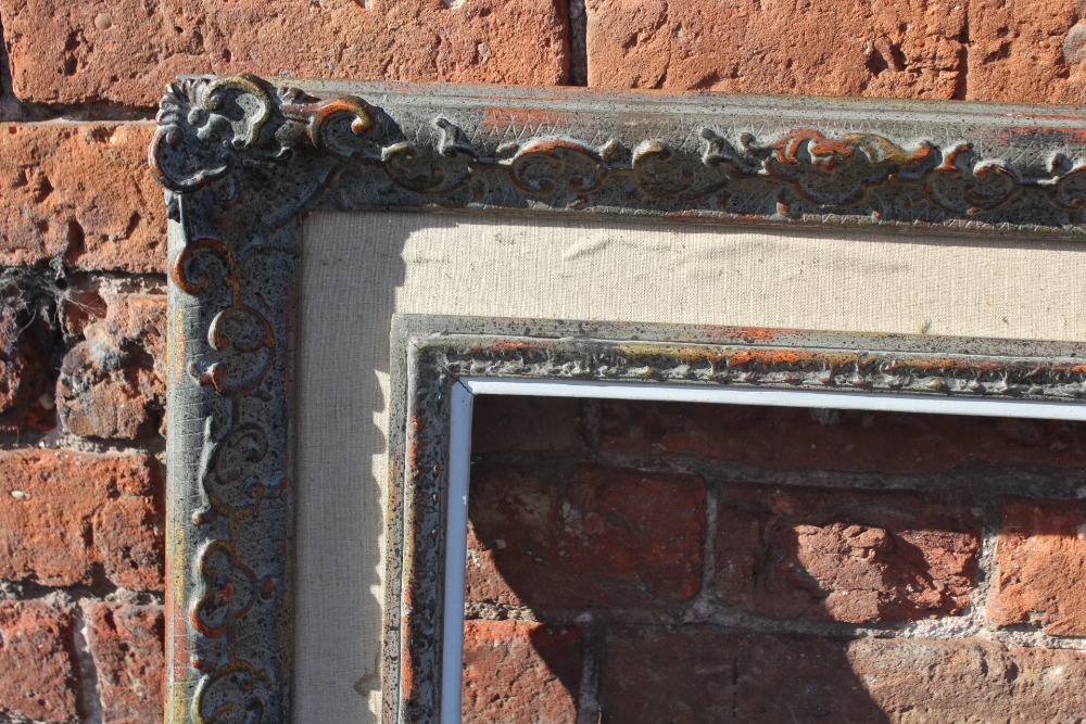 A LATE 19TH / EARLY 20TH CENTURY SWEPT FRAME WITH LINEN SLIP, frame W 5.5 cm, slip rebate 74 x 57 - Image 5 of 6