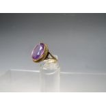 A HALLMARKED 9CT GOLD AMETHYST DRESS RING, ring size P, approx 3.59 g