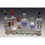 5 BOTTLES OF VODKA CONSISTING OF 1 LITRE BOTTLE OF ST PETERSBURG, 1 litre bottle of Smirnoff with