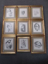 EIGHT VARIOUS 19TH CENTURY PORTRAIT STUDIES OF MEN & WOMEN, some in the Old Master style and one