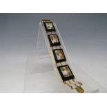 A LATE 19TH / EARLY 20TH CENTURY GRAND TOUR STYLE MICRO MOSAIC PANEL LINK BRACELET, the individual