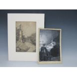 MARGARET G??? (XIX-XX). Two illustrations, an interior scene with woman at a dining table signed