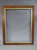 A 19TH CENTURY MAPLE FRAME WITH GOLD SLIP, in need of some restoration, frame W 6 cm, rebate 88 x 69