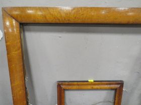 TWO 19TH CENTURY MAPLE FRAMES, frame W 3.5 cm and 5.5 cm, rebates 34 x 26.5 cm and 64.5 x 56.5 cm