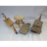 VARIOUS CARVED WOODEN AFRICAN / TRIBAL STOOLS ETC., to include a folding example (4)