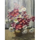 JOHN R. DAVIES (1899-1985). an impressionist still life study of flowers in a vase, 49 x 44 cm