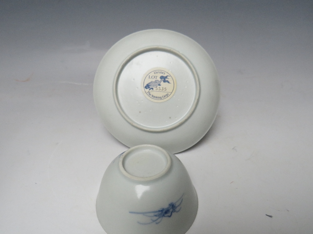 A NANKING CARGO TEA BOWL AND SAUCER, the saucer retaining Christie's paper label, saucer Dia. 12 cm - Image 2 of 3