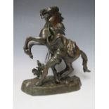A BRONZE MARLEY HORSE AND TAMER SIGNED COUSTOU, H 29 cm