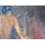 (XX-XXI). Impressionist figure composition, unsigned, oil on board, unframed, 42 x 50 cm