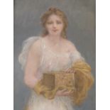 Fr. LAFO ?? (XIX). A portrait study of a young woman in classical dress holding a casket., signed