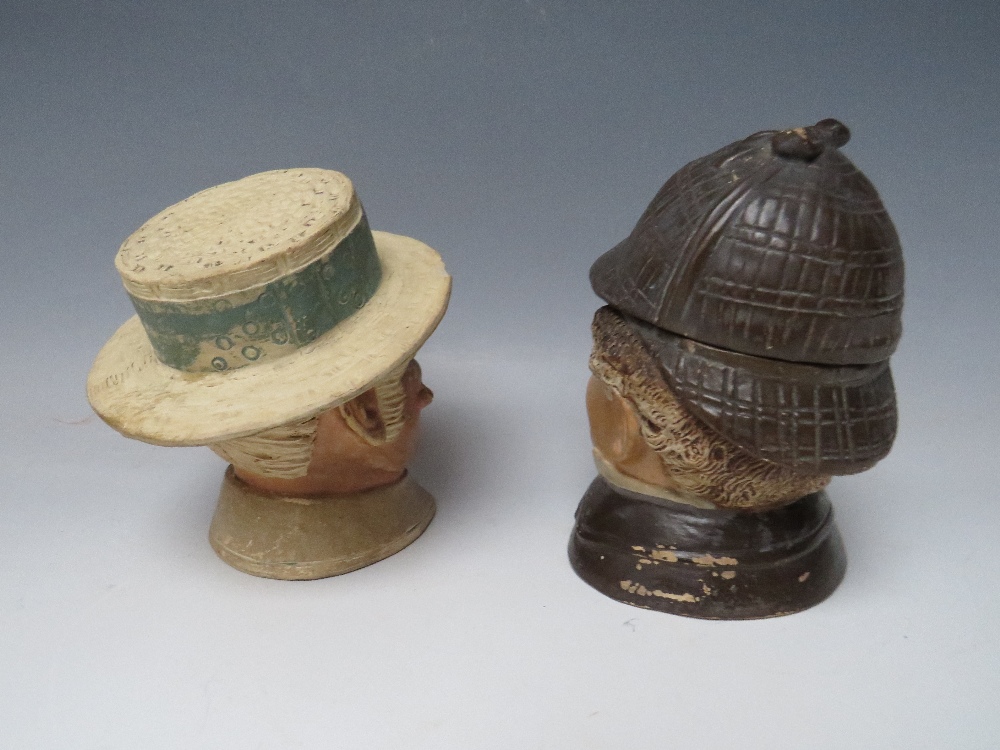 TWO LATE 19TH CENTURY / EARLY 20TH CENTURY BERNARD BLOCH FIGURAL TOBACCO JARS / HUMIDOR, one in - Image 3 of 5